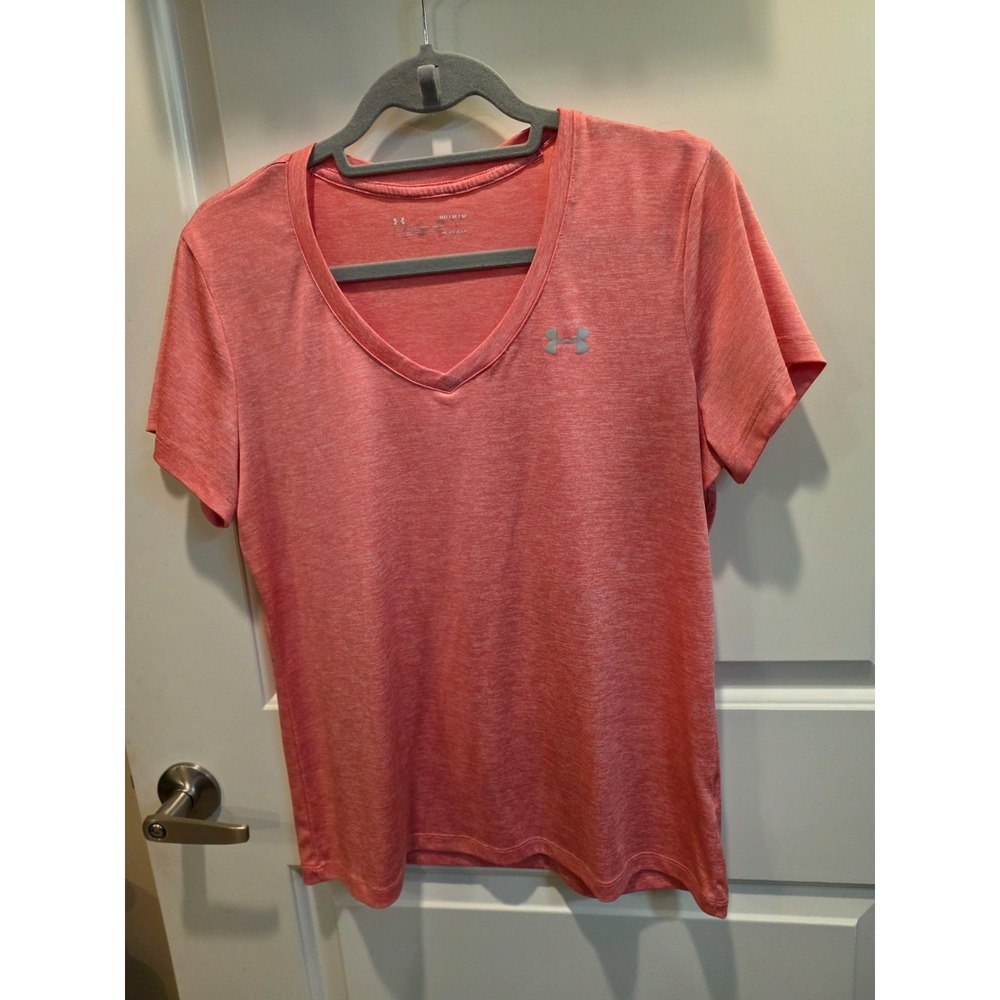 bubble gum pink medium women's Under Armour heatgear short sleeve athletic top